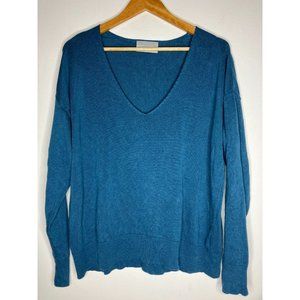 Modern Citizen Women's Medium Linen Blend Blue Long Sleeve Knit Top